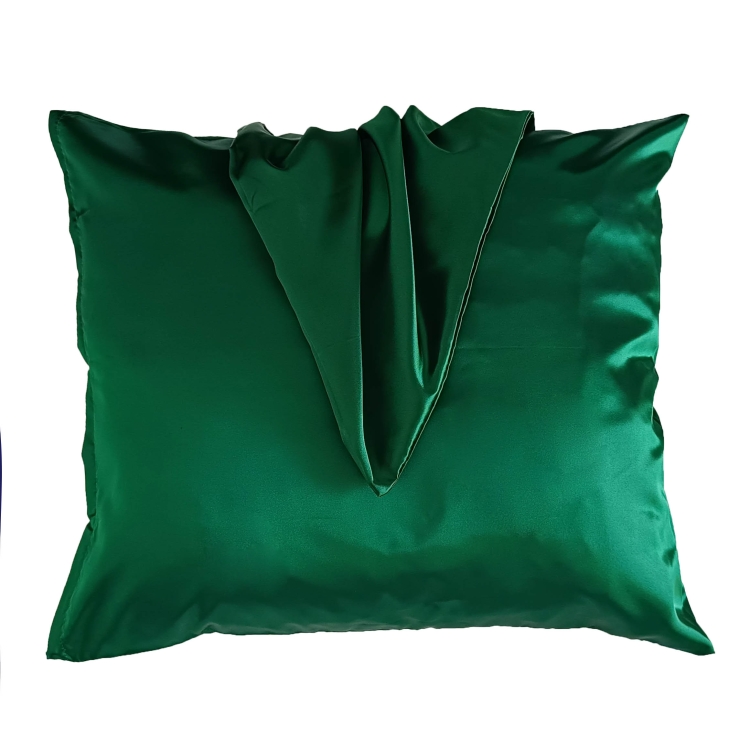 Poszewka satynowa jedwabna, atłas zieleń butelkowa